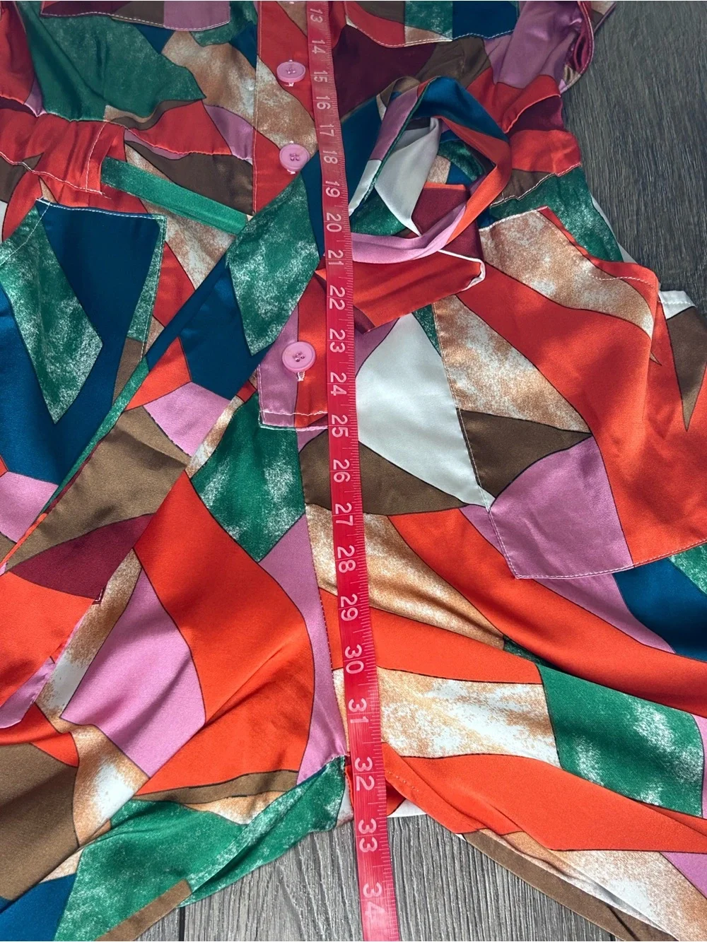 Colorful Abstract Print Wide Leg Jumpsuit Belted Resort Vacation M - Picture 9 of 16
